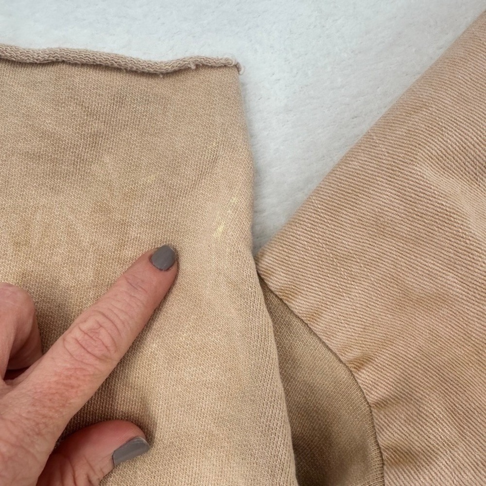 Zara Cropped‎ Hoodie Tan Beige Pullover Sweatshirt Size Small - Picture 6 of 15